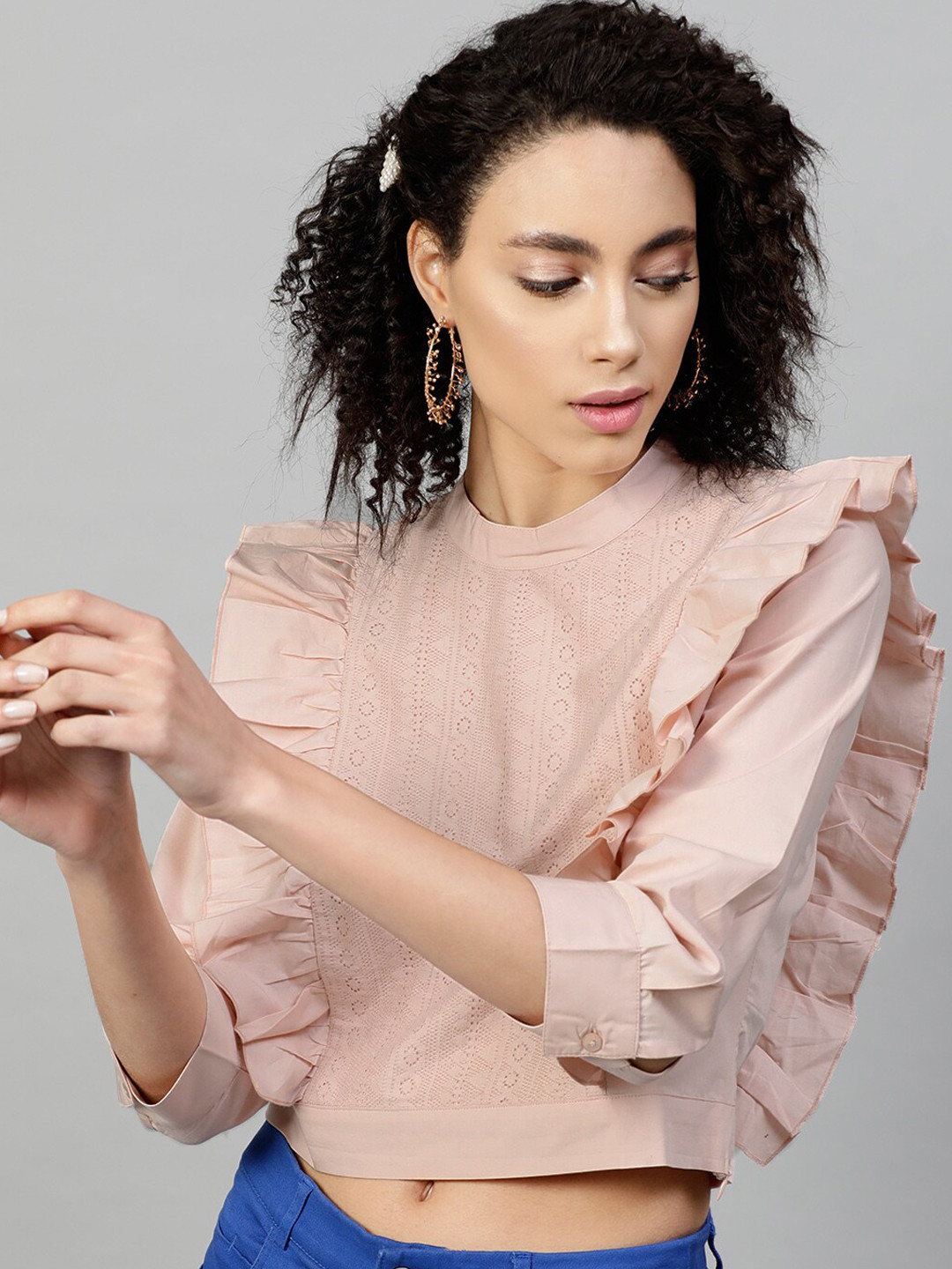 STREET 9 Pink Ruffles Crop Top