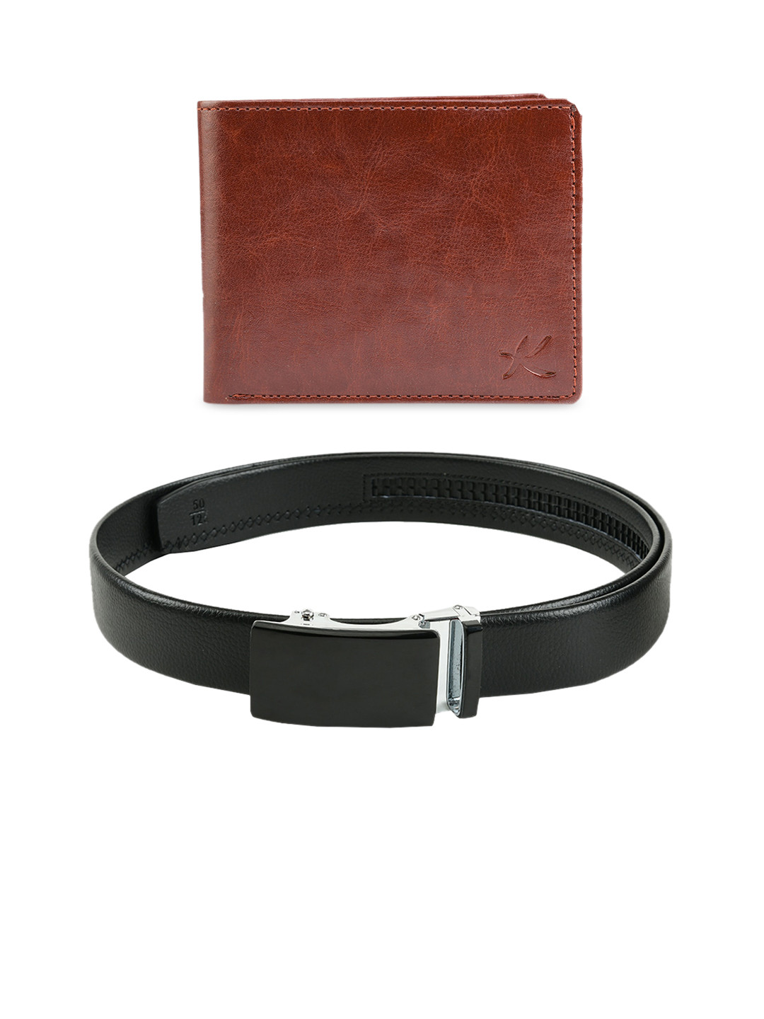 Kastner Men Black & Brown Solid Belt and Wallet Combo