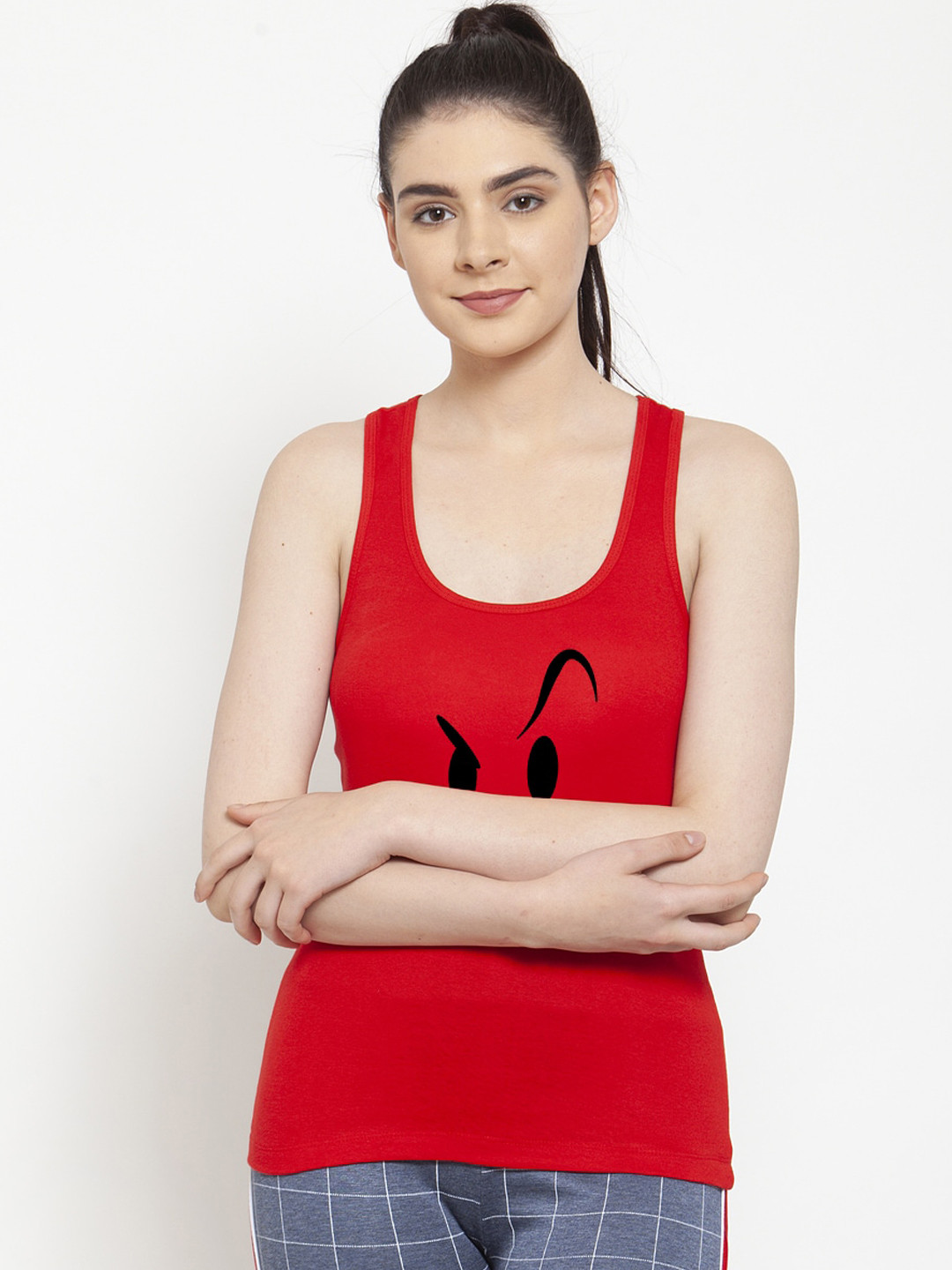 Friskers Red & Black Print Top