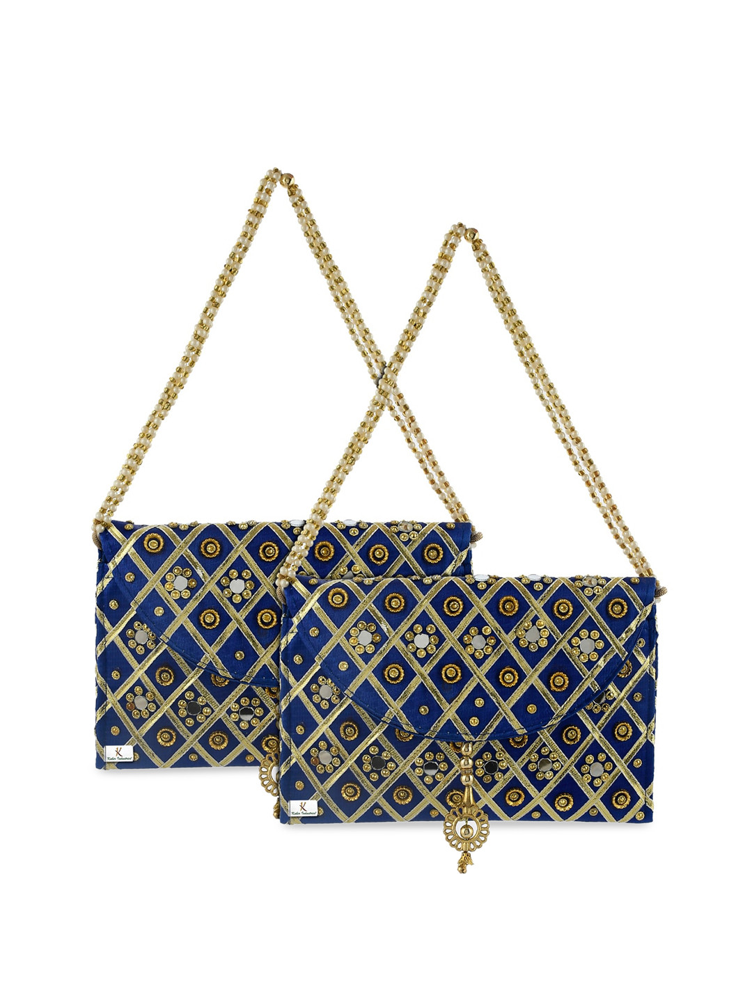 Kuber Industries Set Of 2 Blue Embellished Sling Bags