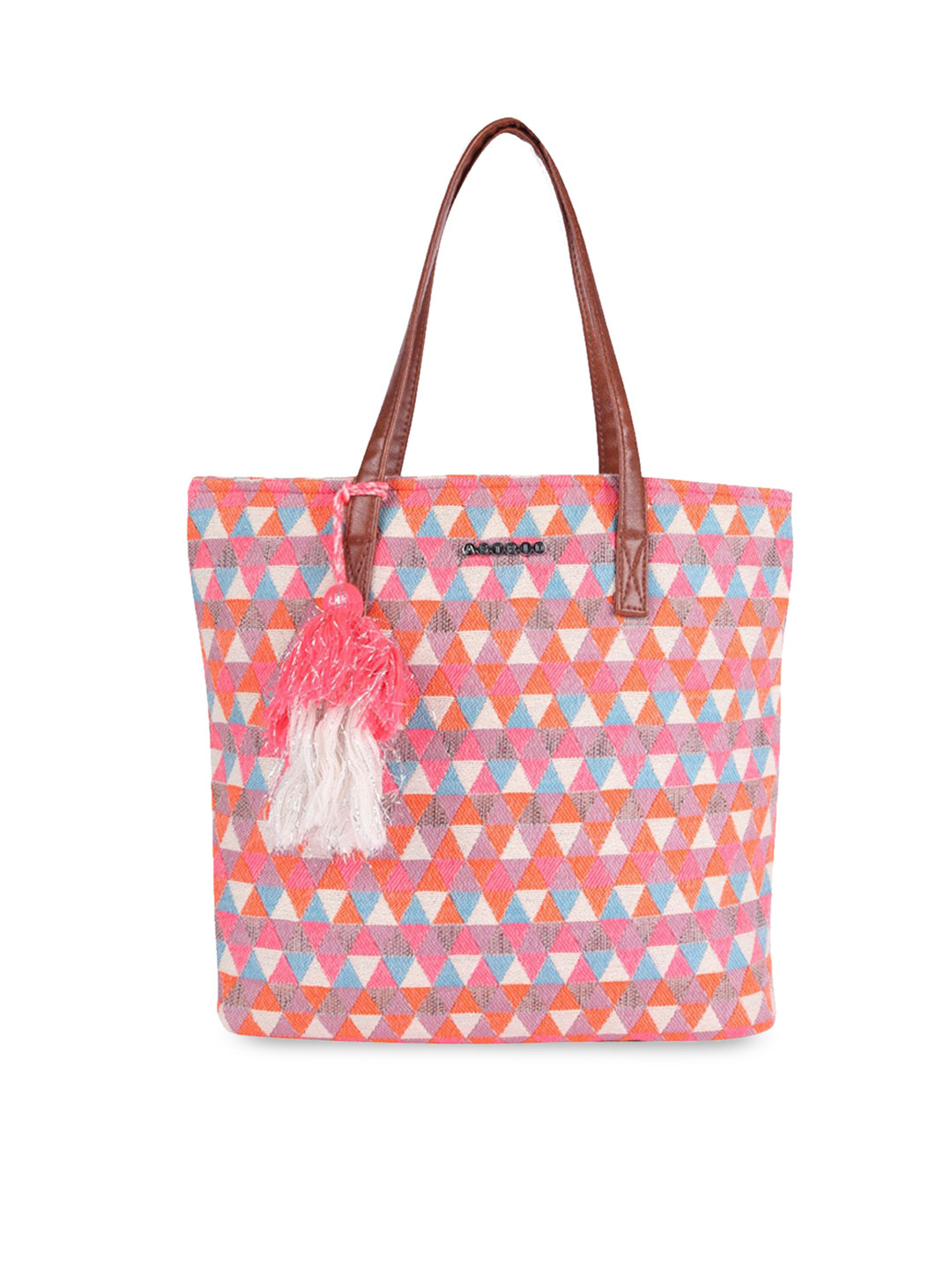 ASTRID Pink & White Printed Tote Bag