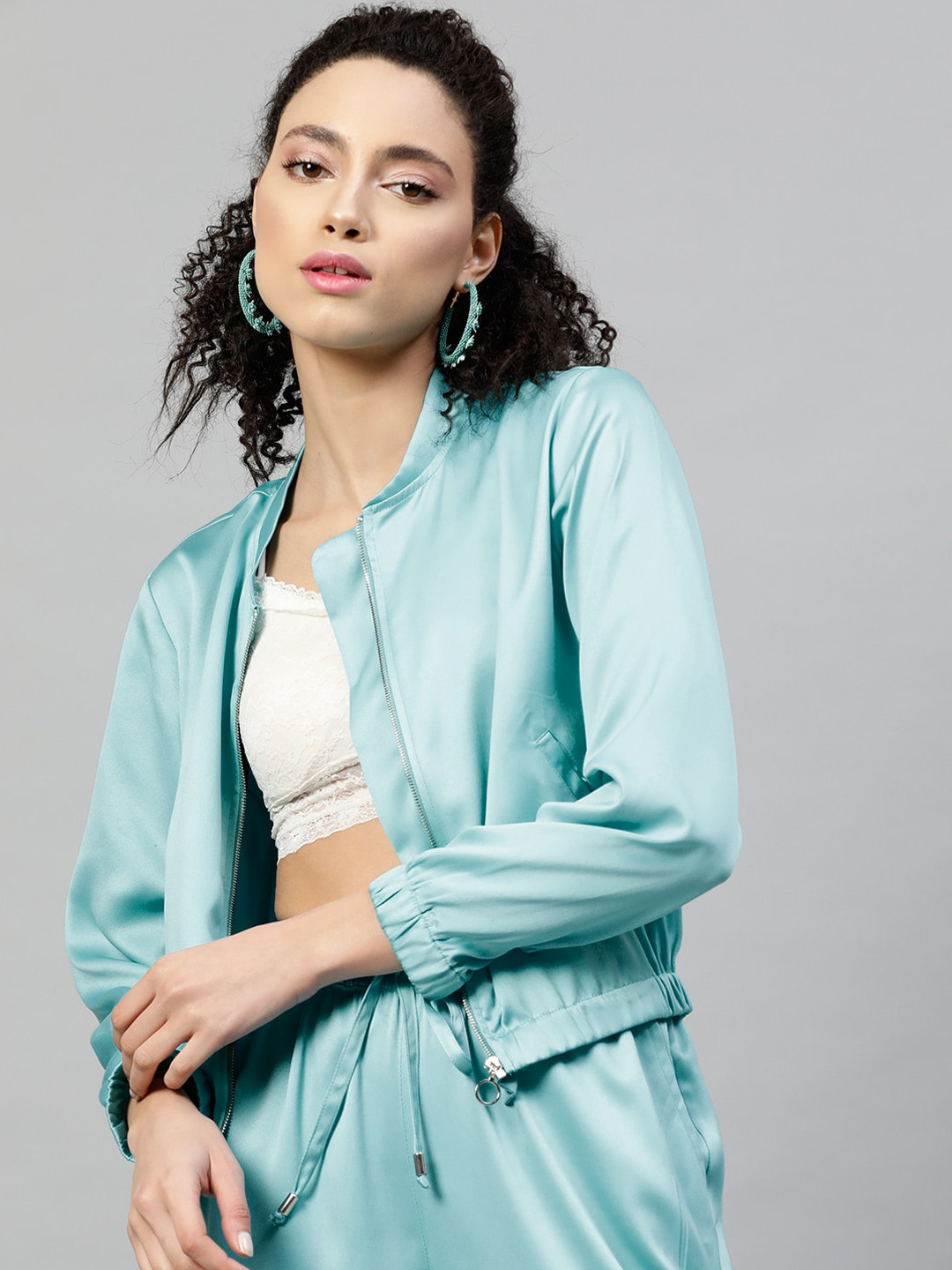STREET 9 Women Turquoise Blue Lightweight Jacket