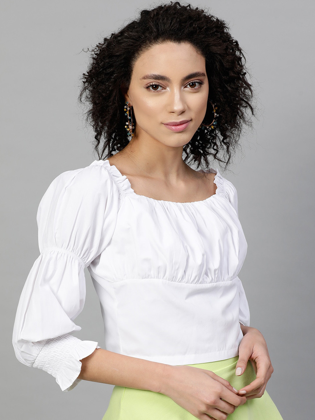 STREET 9 White Puff Sleeves Top