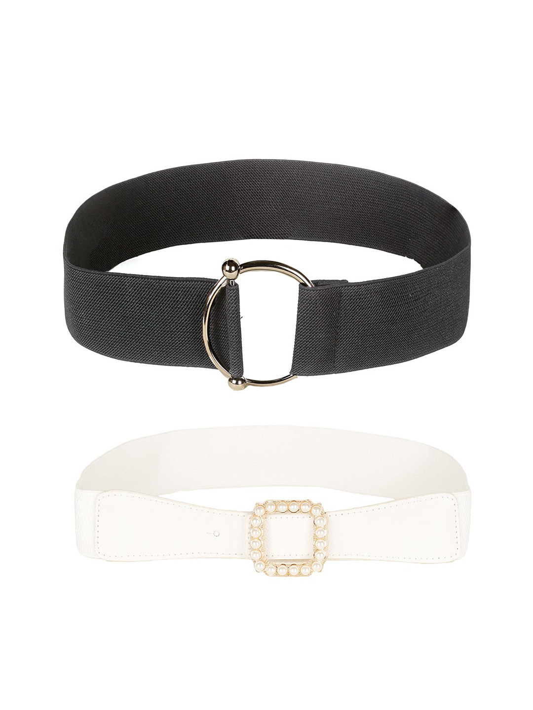 CRUSSET Women Pack of 2 Black & White Belts