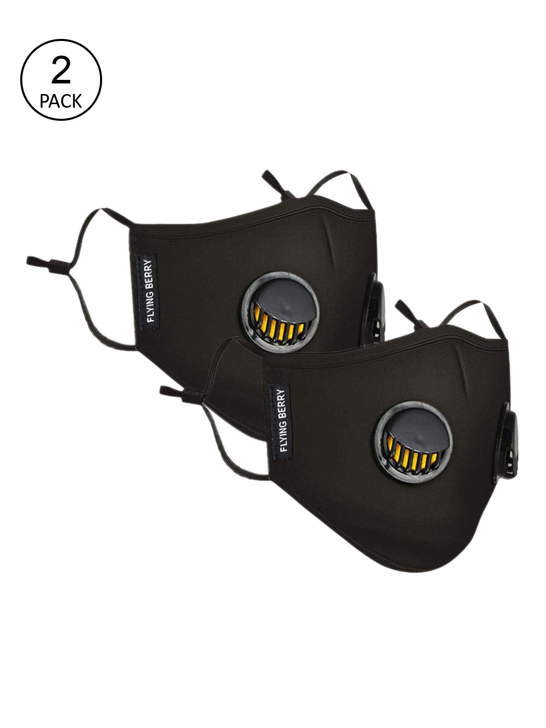 FLYING BERRY Women 2 Pcs Black 5-Ply Washable Anti Pollution N99 Masks