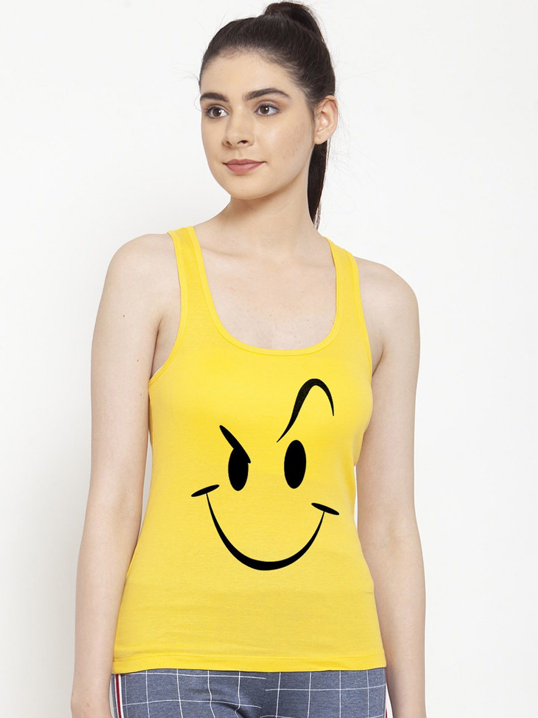 Friskers Yellow & Black Print Tank Top