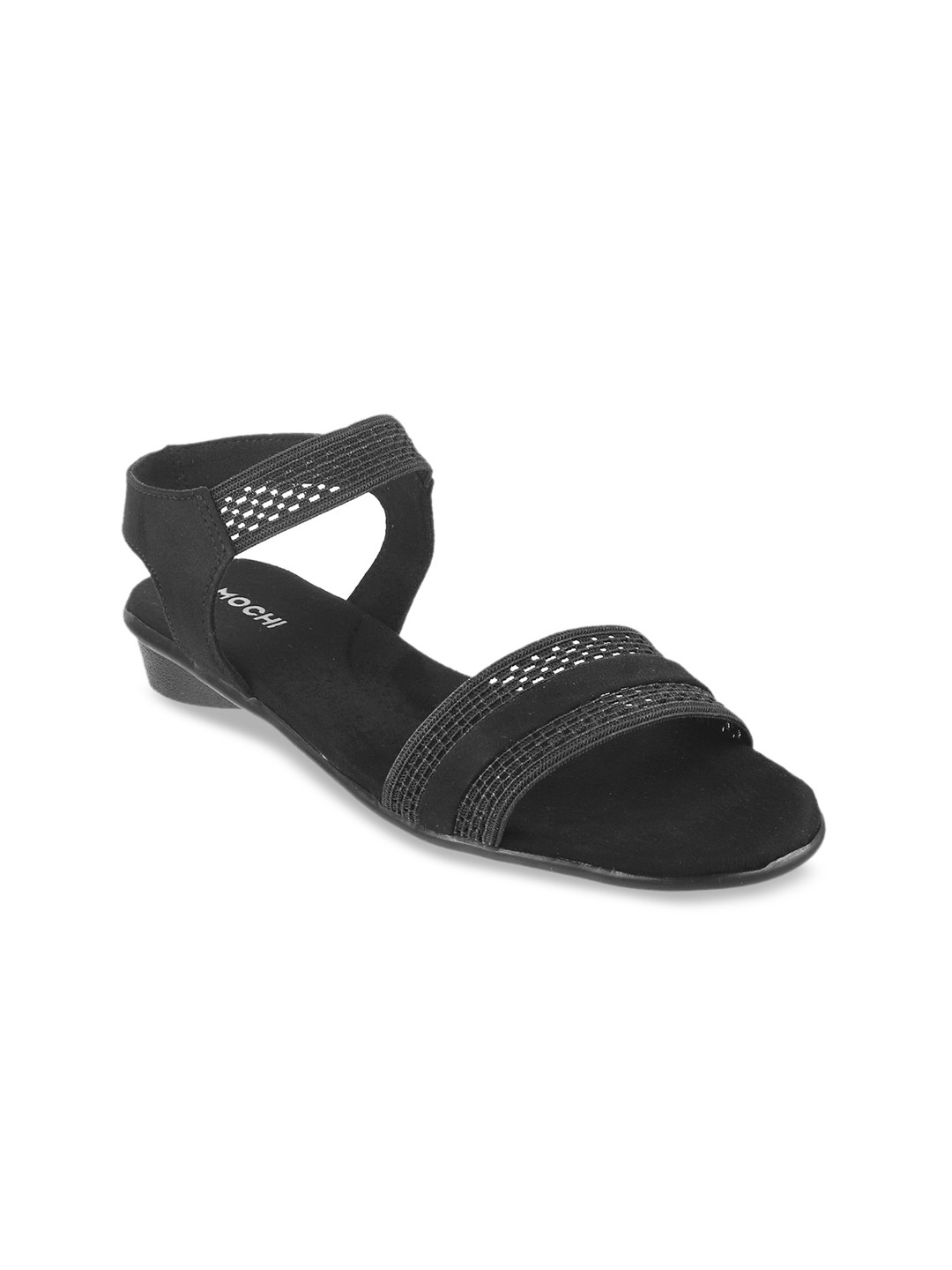 Mochi Women Black Solid Open Toe Flats