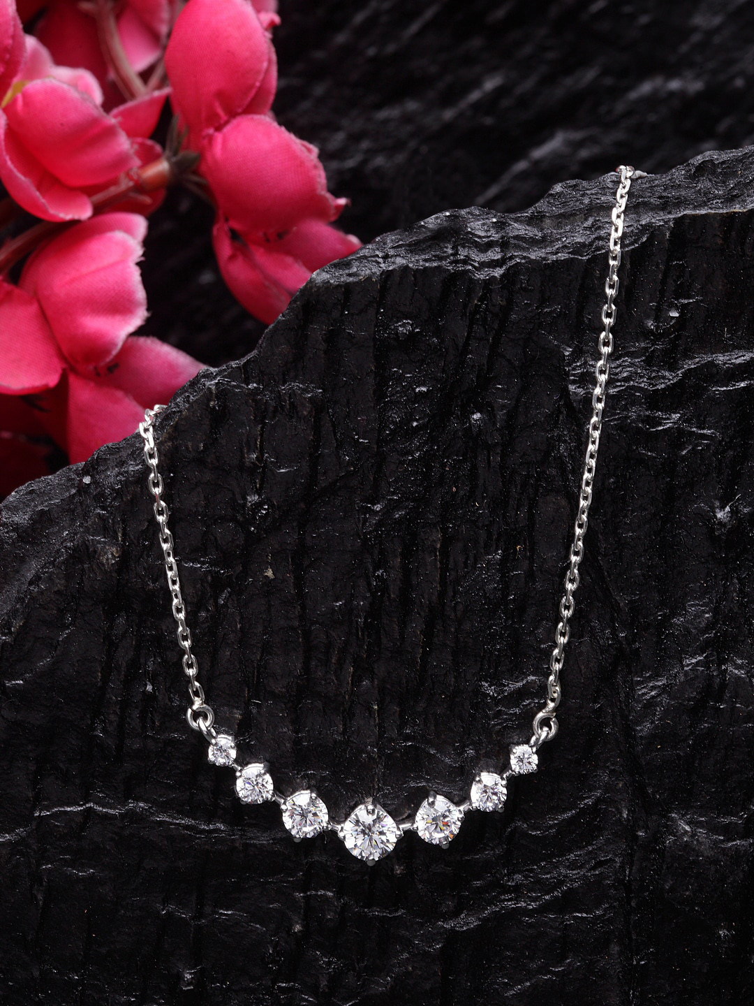 Clara Women Silver Stone Pendant Necklace