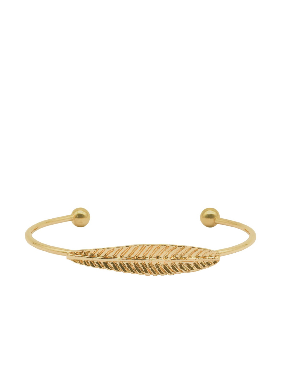 JOKER & WITCH Women Gold Plated Single Leaf Cuff Bracelet