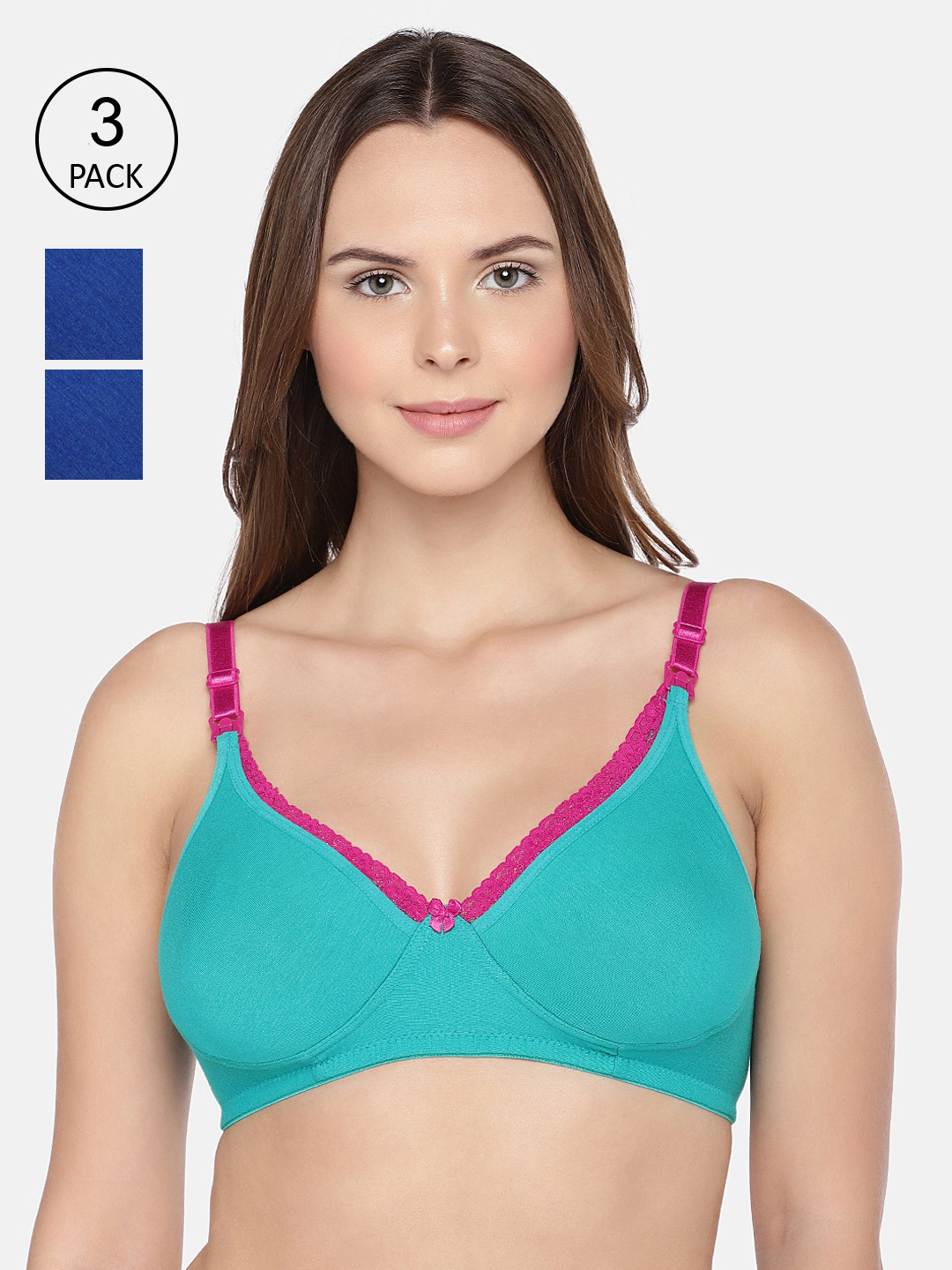 Inner Sense Pack of 3 Solid Non-Wired Non Padded Maternity Bra IMB003A_3A_3B