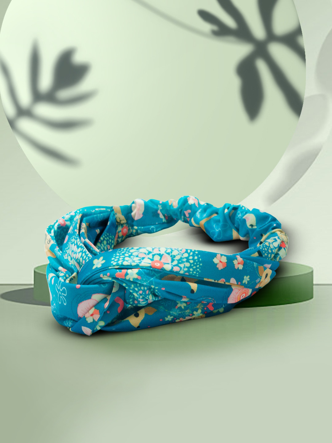 HAIR DRAMA CO. Women Blue Floral Digital Print Turban Style Headband