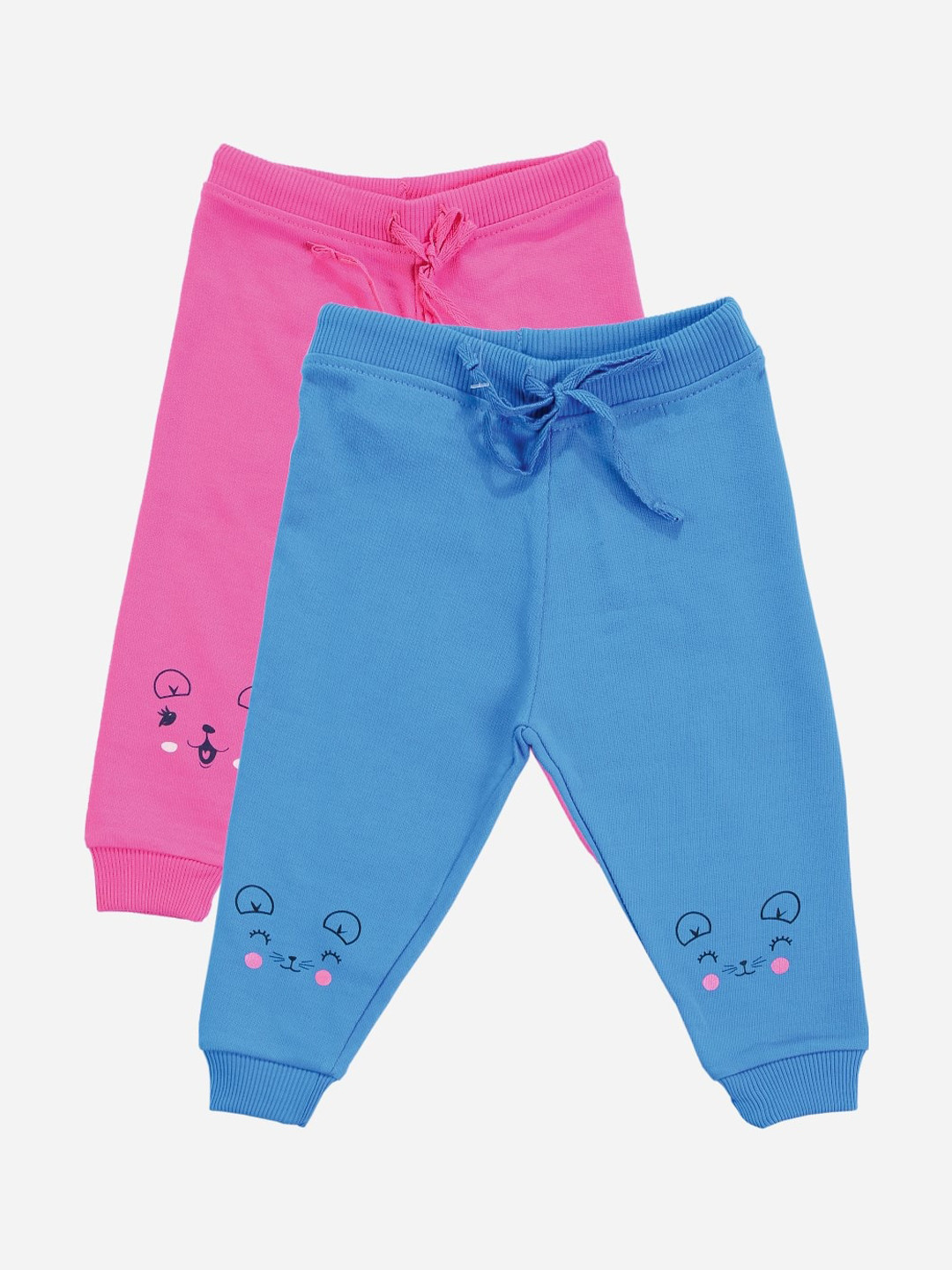 Bodycare First Infant Girls Pack Of 2 Solid Slim-Fit Joggers