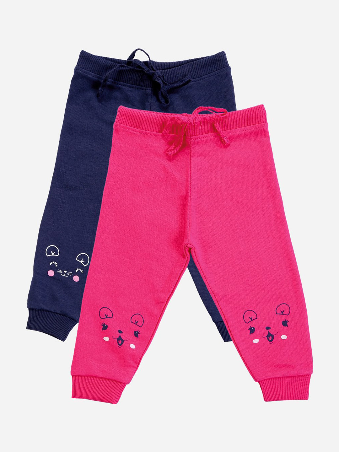 Bodycare First Infant Girls Pack Of 2 Solid Slim-Fit Joggers