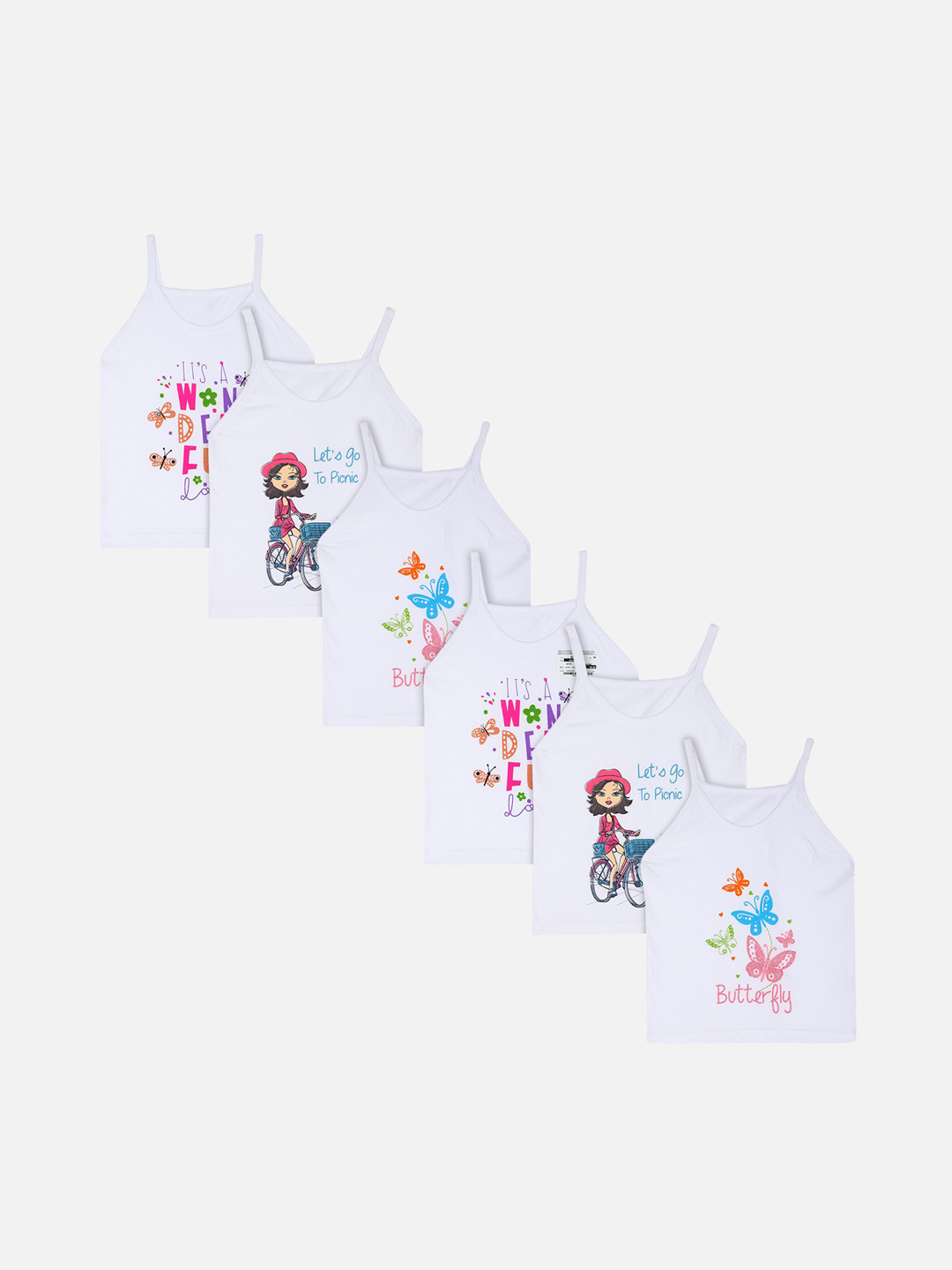 Bodycare Kids Girls Pack of 6 Printed Camisoles