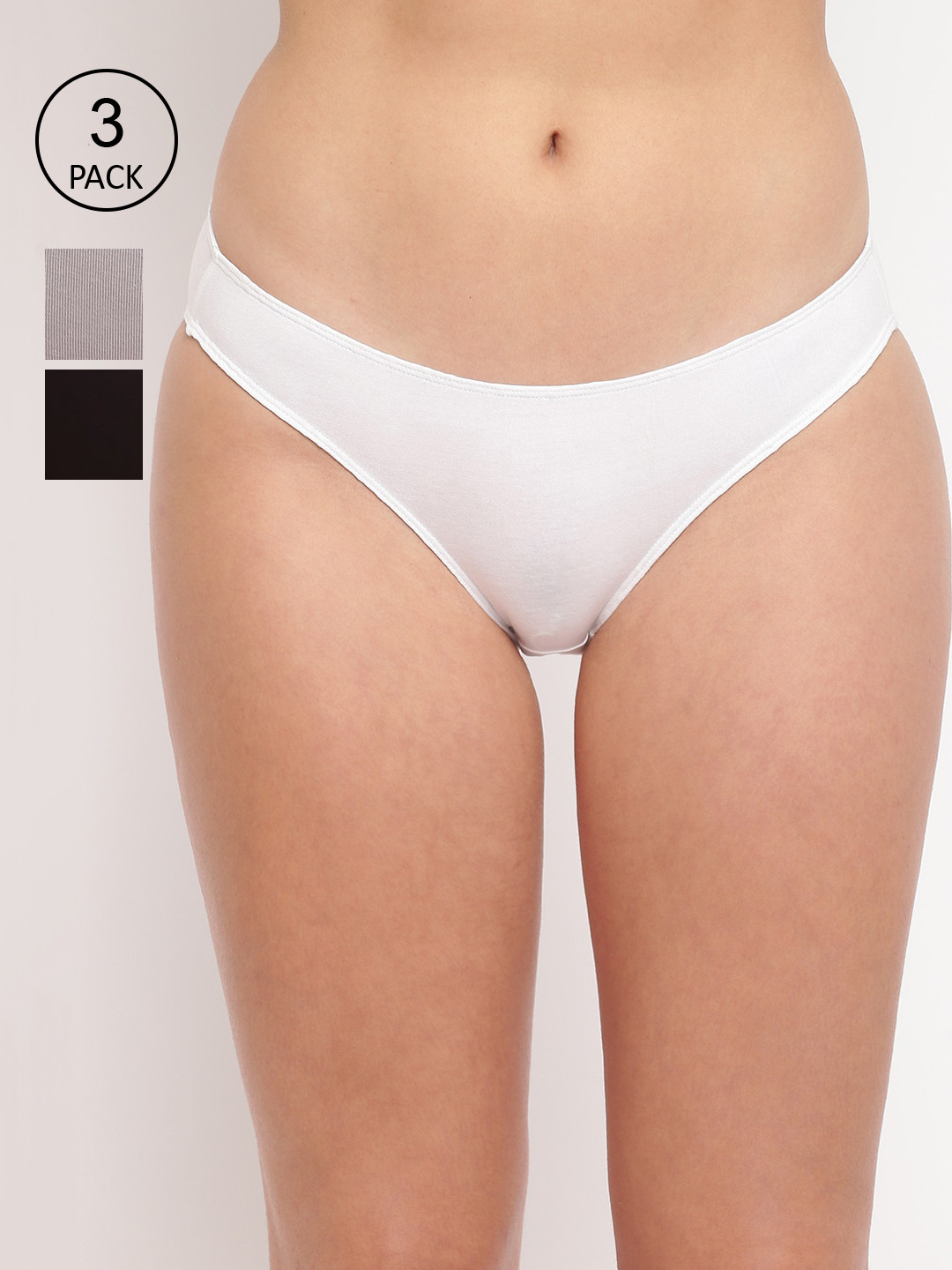 BASIICS by La Intimo Women Pack of 3 Solid Bikini Briefs BK11B1G1W1