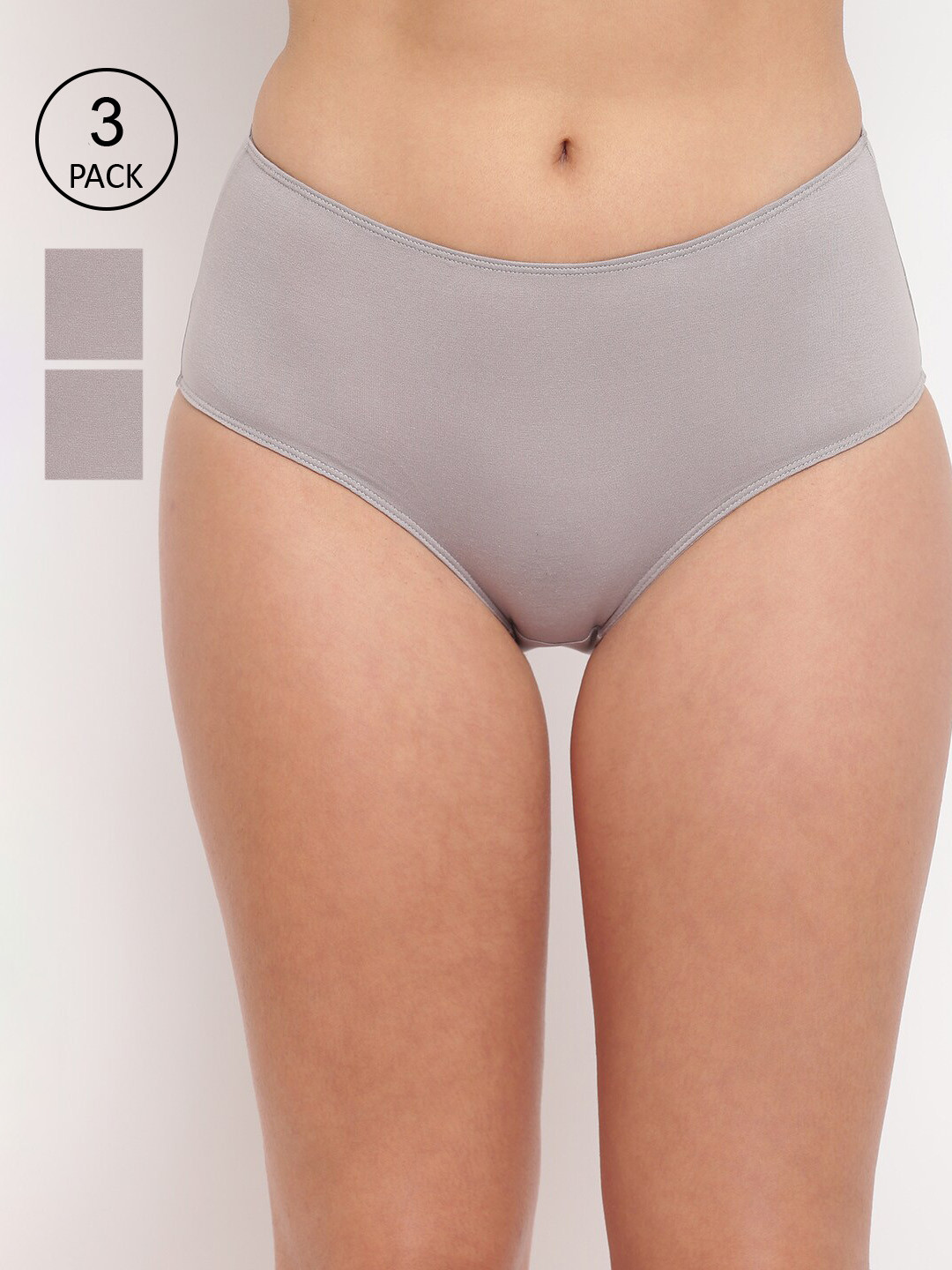 BASIICS by La Intimo Women Pack Of 3 Grey Solid Tease 2 Please Hipster Briefs FB11B0G3W0