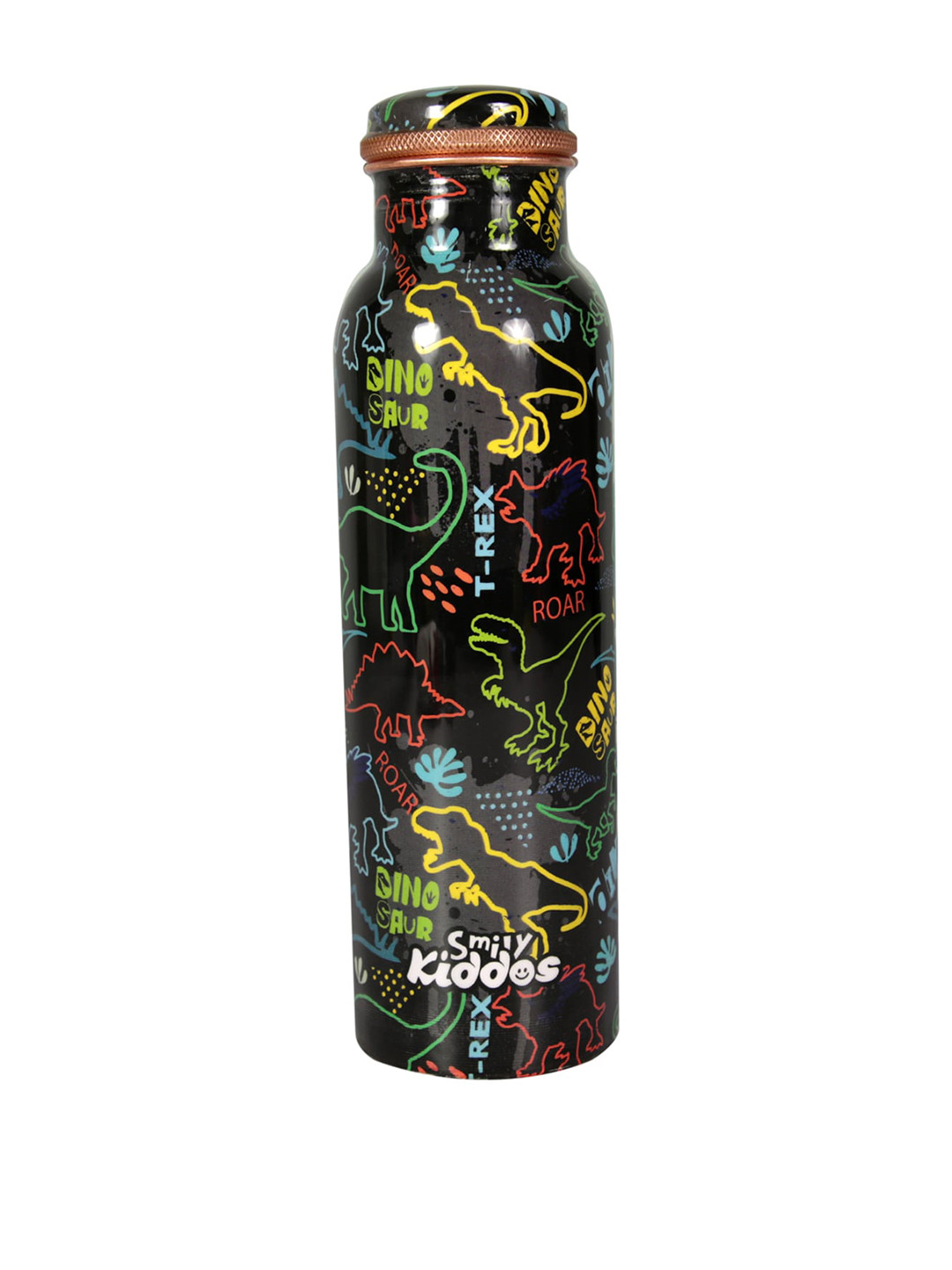 Smily Kiddos Dare Dino Black Conversational Copper Spill Proof Water Bottle - 750ml