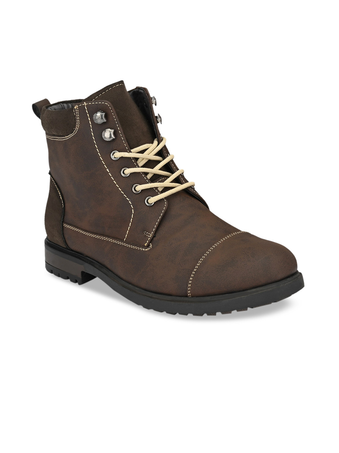 San Frissco Men Brown Solid Flat Boots