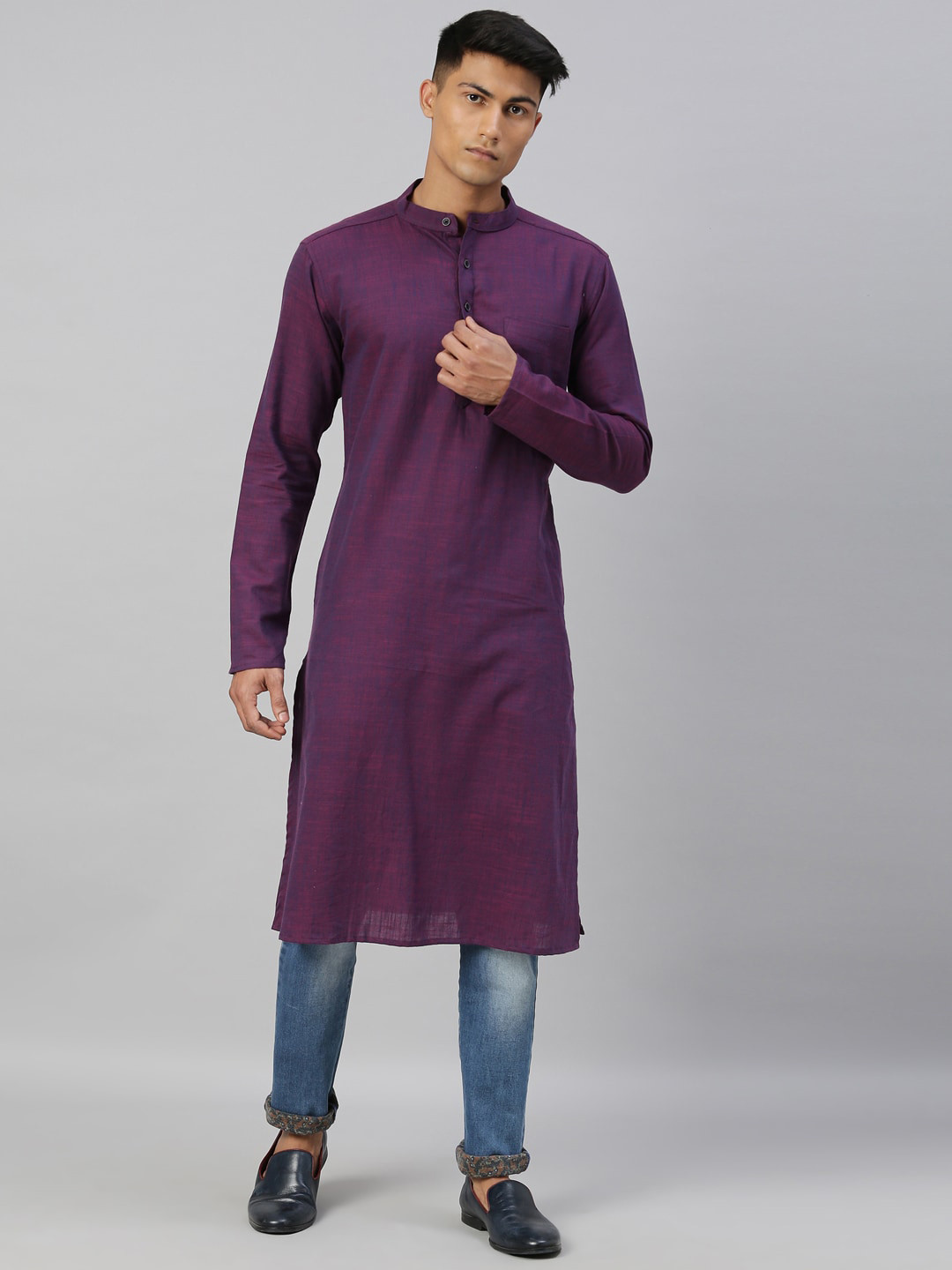 Kryptic Men Burgundy Kurta