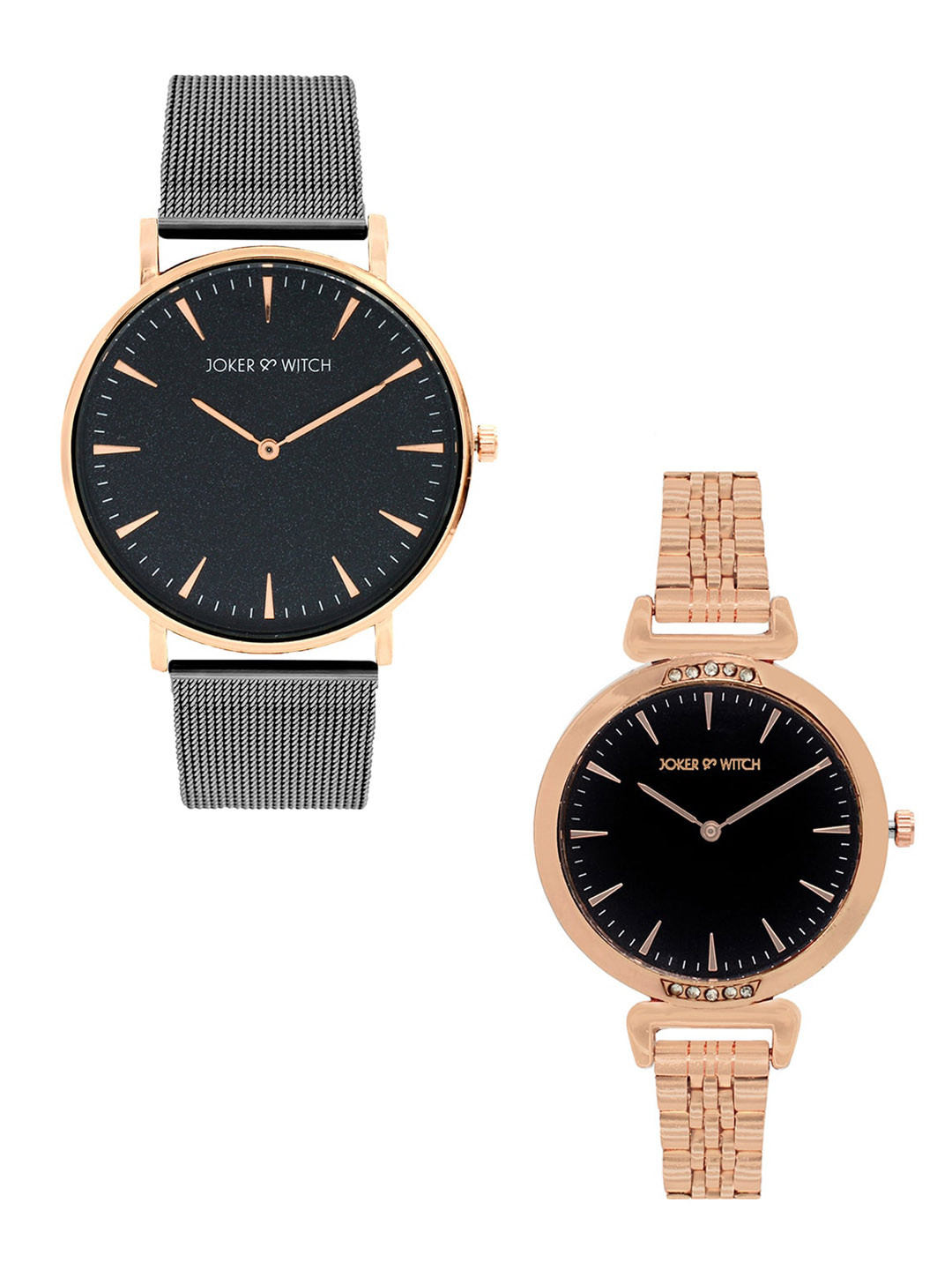 JOKER & WITCH Silver-Toned & Rose Gold-Toned Fitz & Olivia Couple Watch Gift Set JWCW118