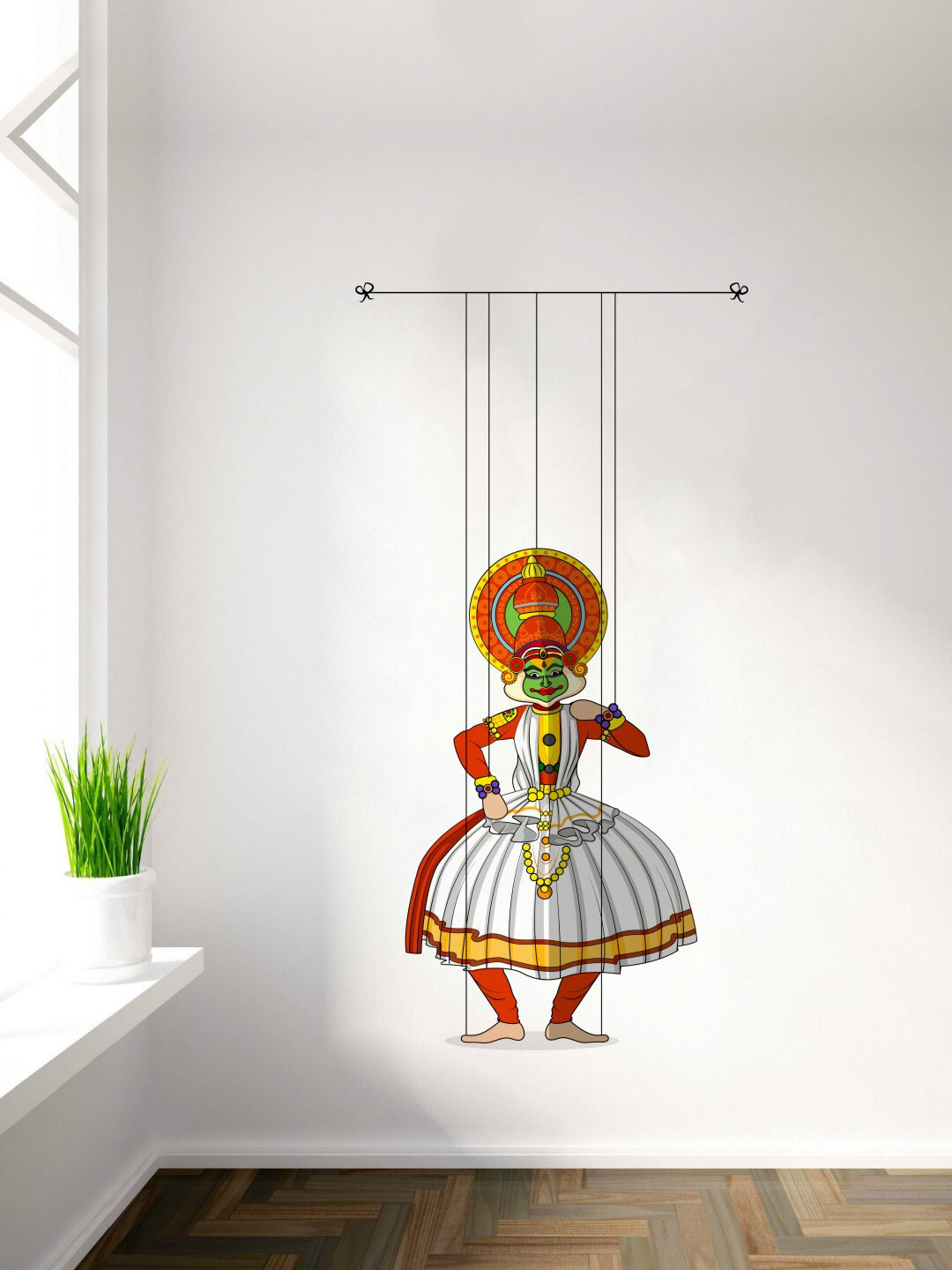rawpockets Red & White Kathakali Puppet Dance PVC Vinyl Wall Sticker