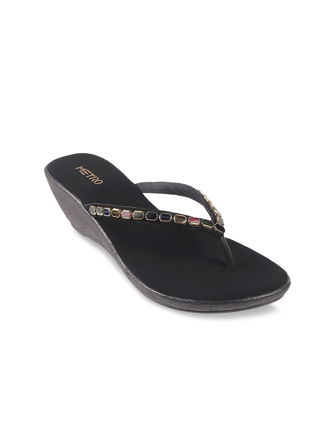 Metro Women Black Embellished Sandals
