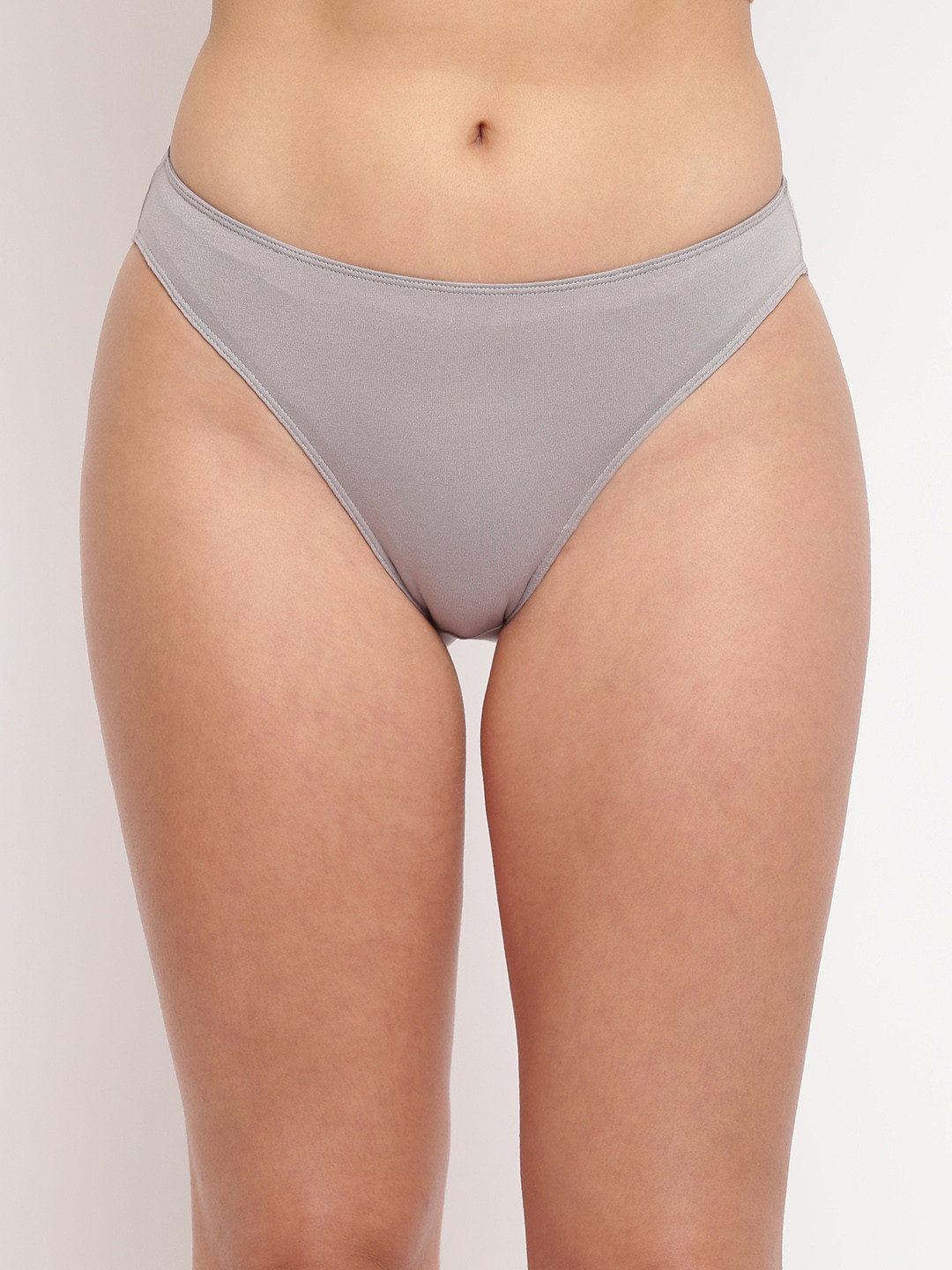 BASIICS by La Intimo Women Grey Solid Bikini Briefs BCPHL11
