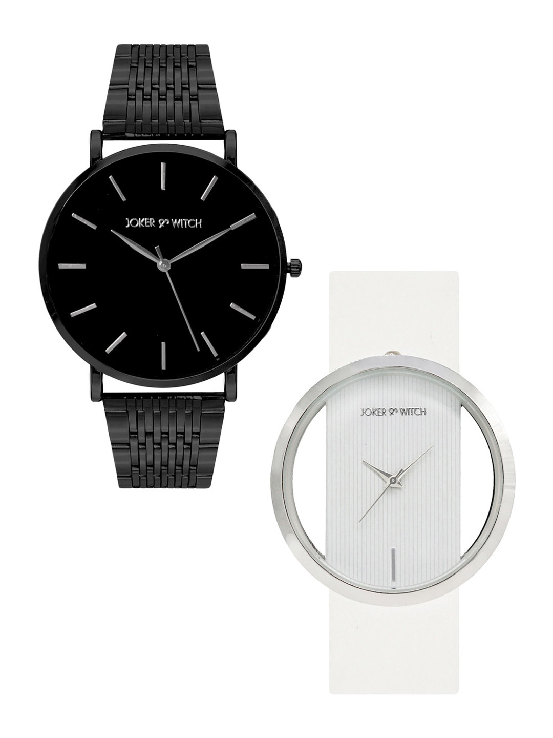 JOKER & WITCH Black & White Luke & Laura Couple Watch Gift Set JWCW142