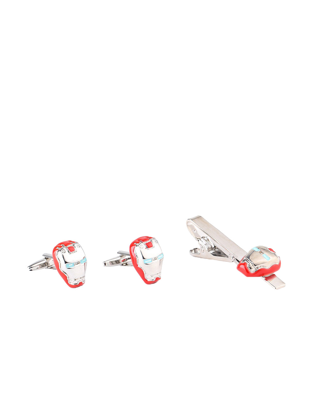 Alvaro Castagnino Men Silver-Toned & Red Ironman Theme Accessory Gift Set