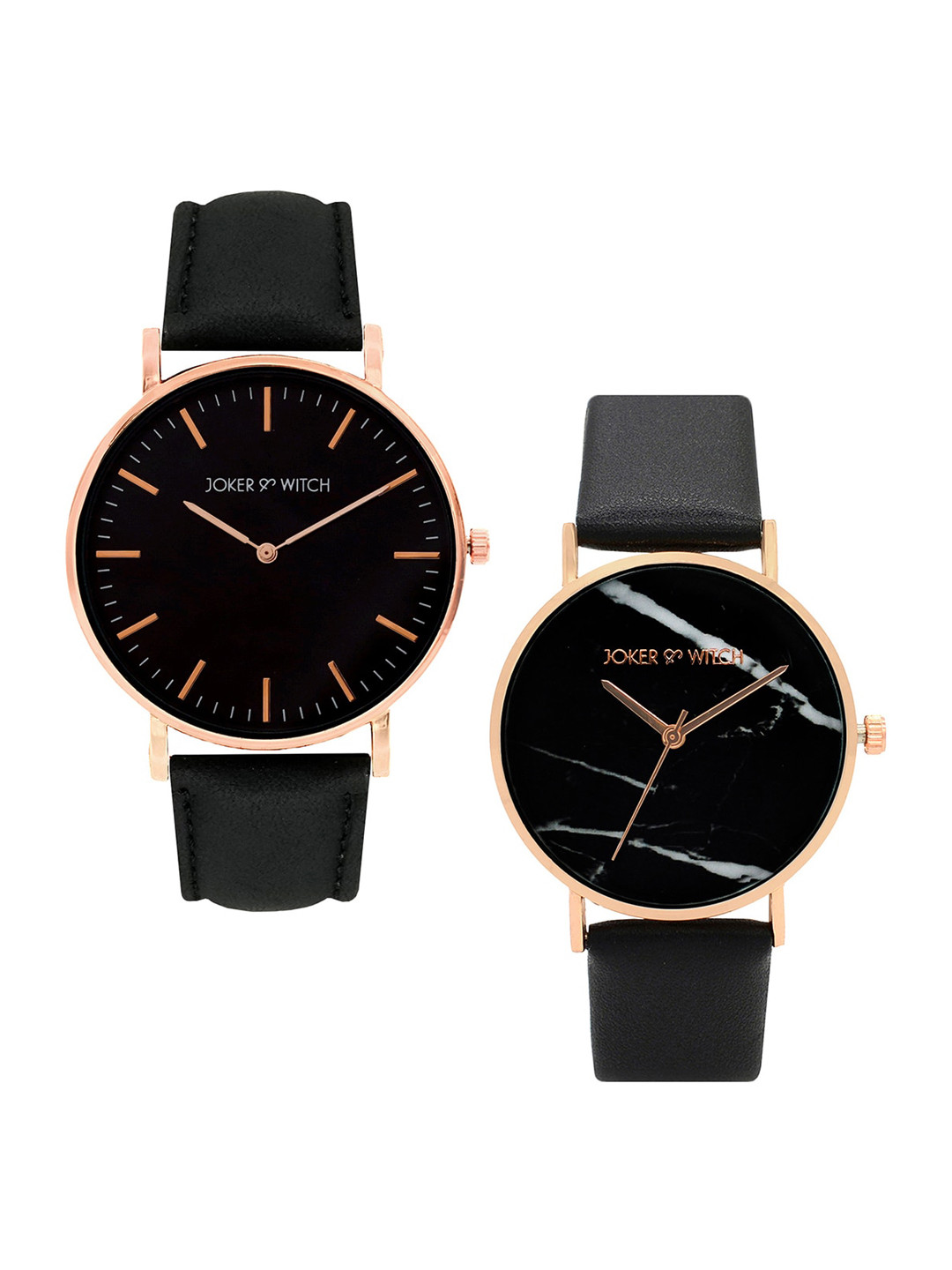 JOKER & WITCH Black & Rose-Gold Blaine &  Couple Watches Gift Set JWCW122