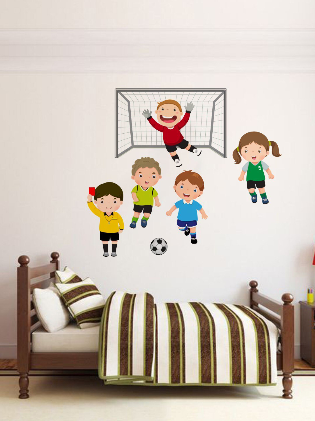 rawpockets Red & Green Kids Play Football PVC Vinyl Wall Sticker