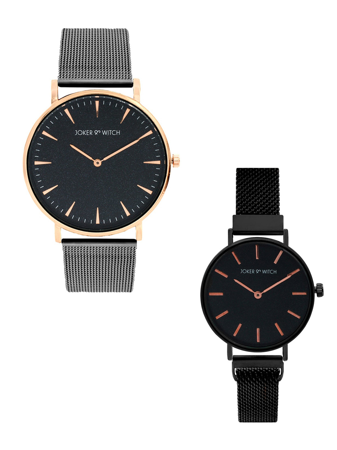 JOKER & WITCH Unisex Black & Grey Rhett & Scarlett Couple Watch Gift Set JWCW163