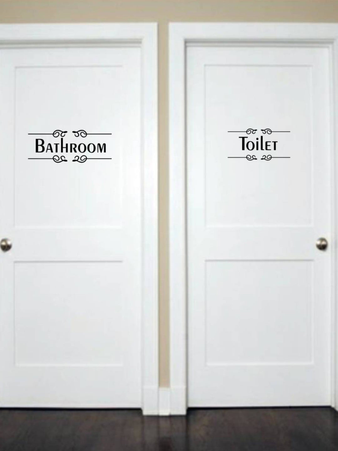 rawpockets Black Toilet and Bathroom Sign PVC Wall Stickers
