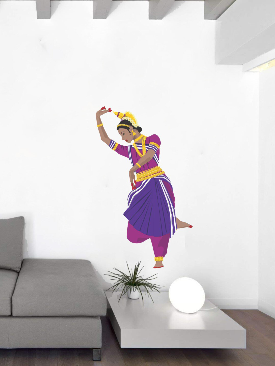 rawpockets Purple & Yellow Odisi Dance PVC Vinyl Wall Sticker