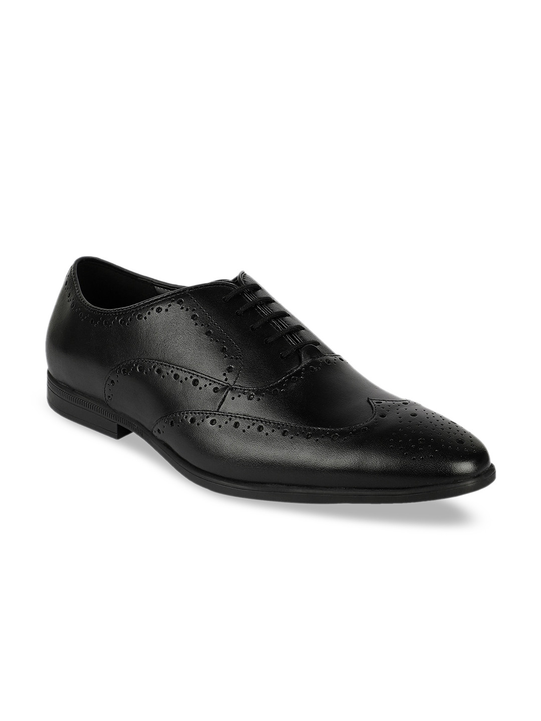 Clarks Men Black Solid Leather Formal Brogues