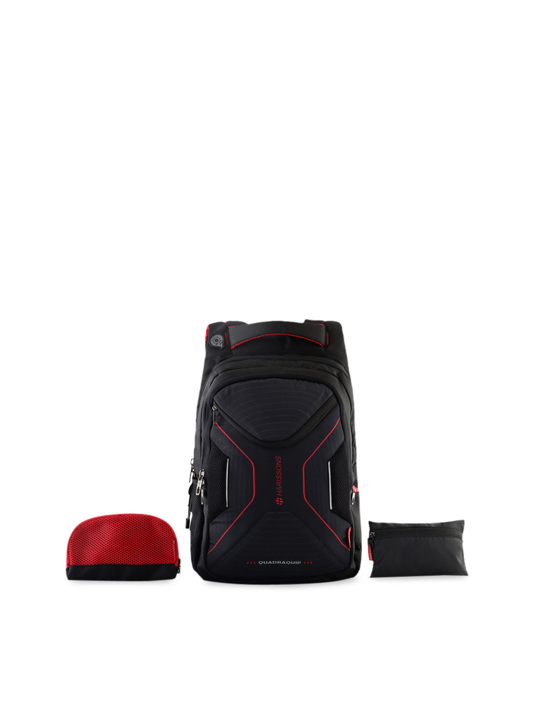 Harissons Unisex Black Striped with Reflective Strip Backpack