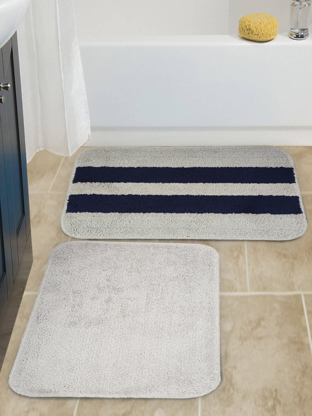 HOSTA HOMES Grey Pack Of 2 Microfibre Antiskid Door Mat