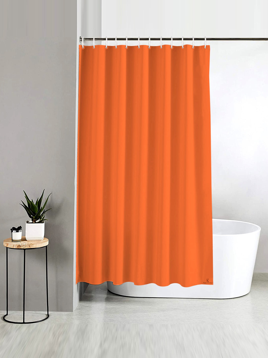 Kuber Industries Orange Solid  Shower Curtain