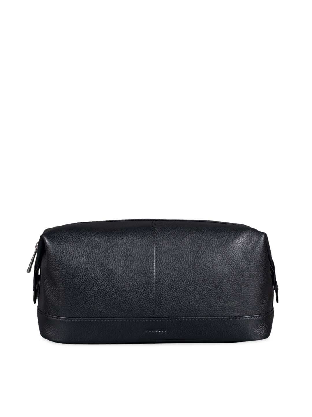 MAI SOLI Unisex Black Textured Leather Toiletry Bag