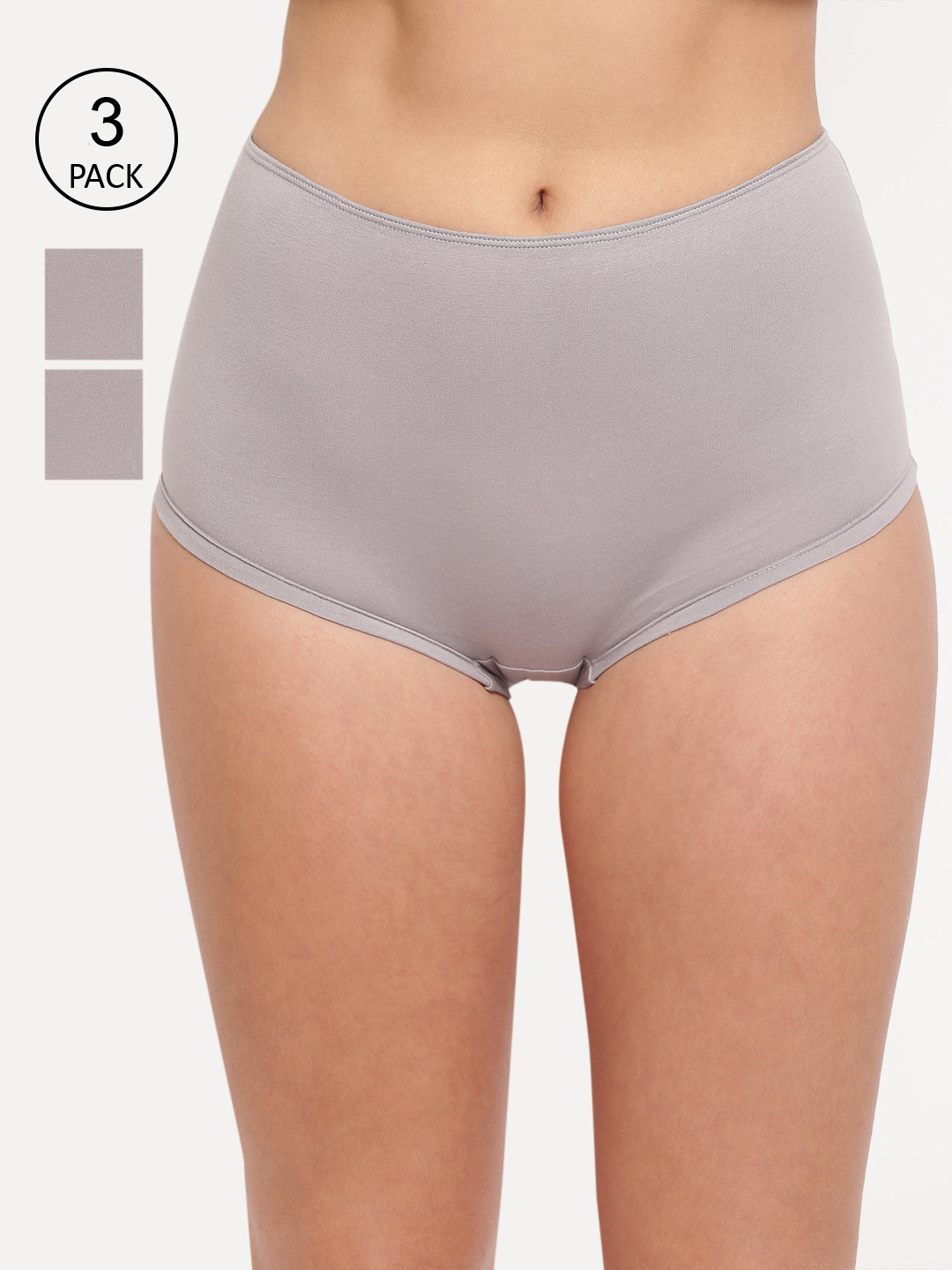 BASIICS by La Intimo Women Pack Of 3 Grey Solid Boyshorts BS11B0G3W0