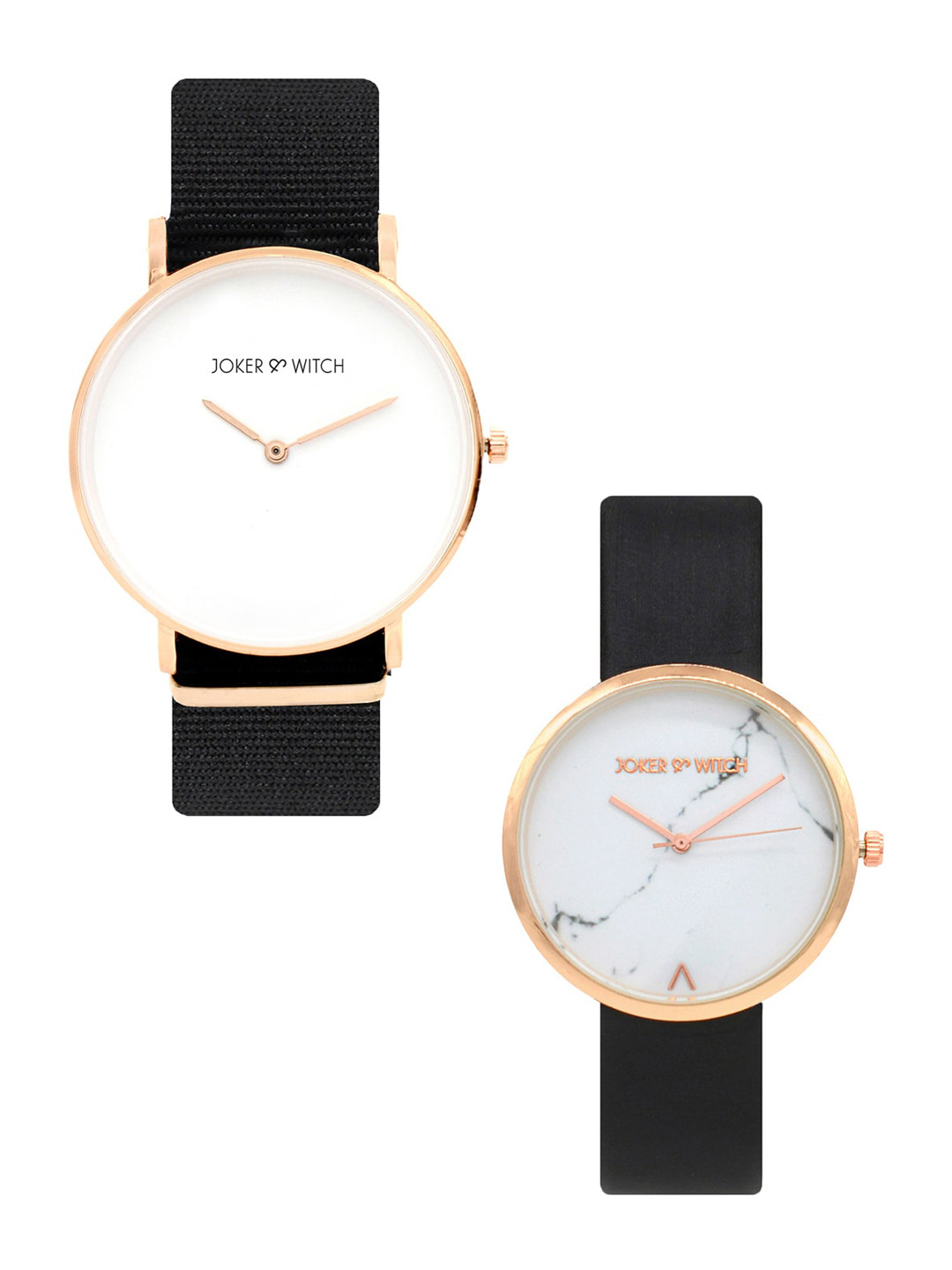 JOKER & WITCH Unisex White & Black Zach & Kelly Couple Watch Gift Set JWCW148