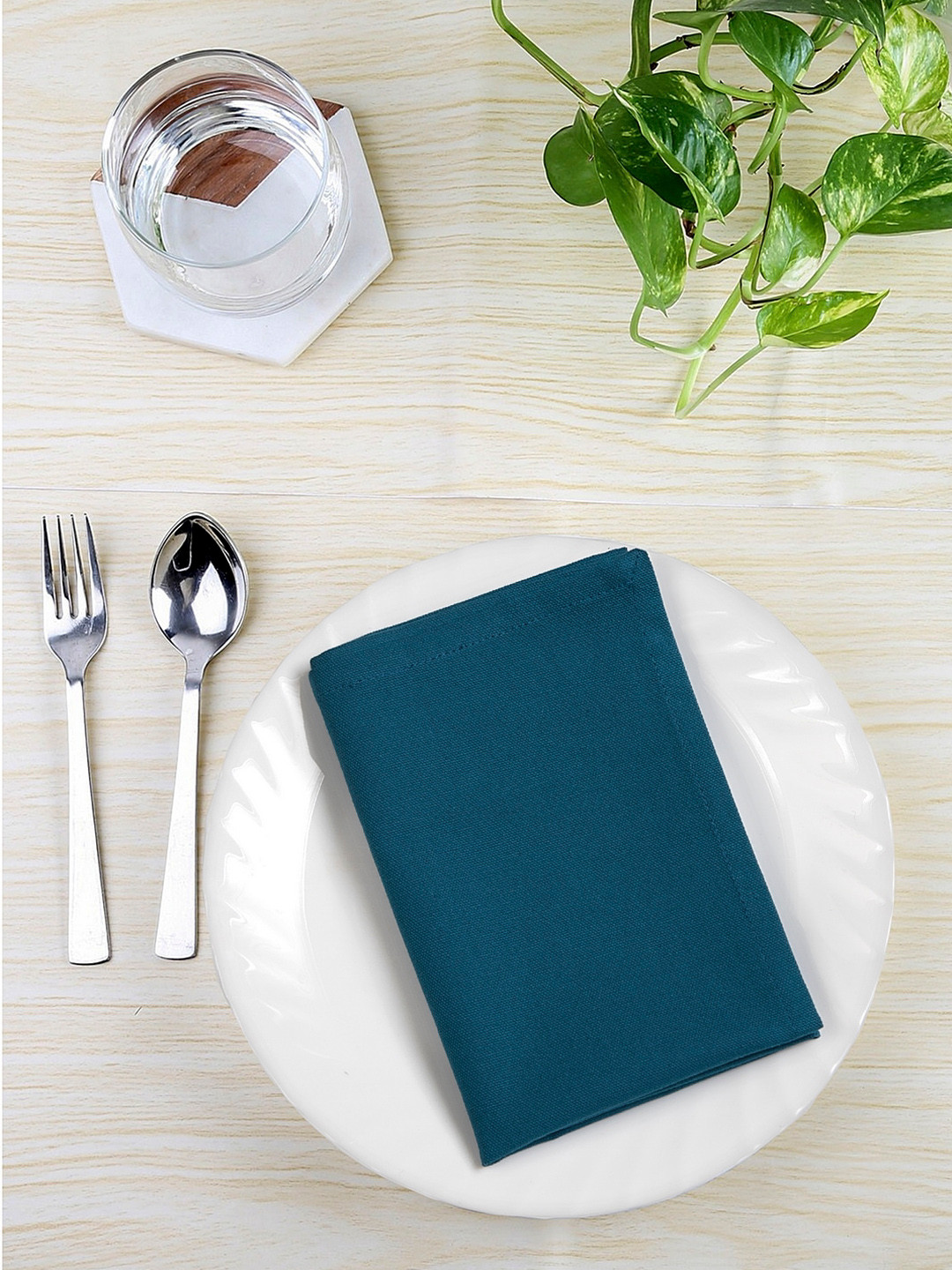 BLANC9 Set of 8 Blue Solid Table Napkins