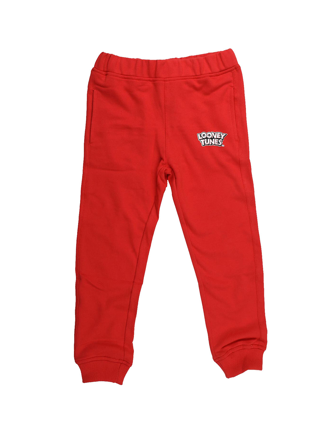 Looney Tunes Boys Red Solid Straight-Fit Joggers