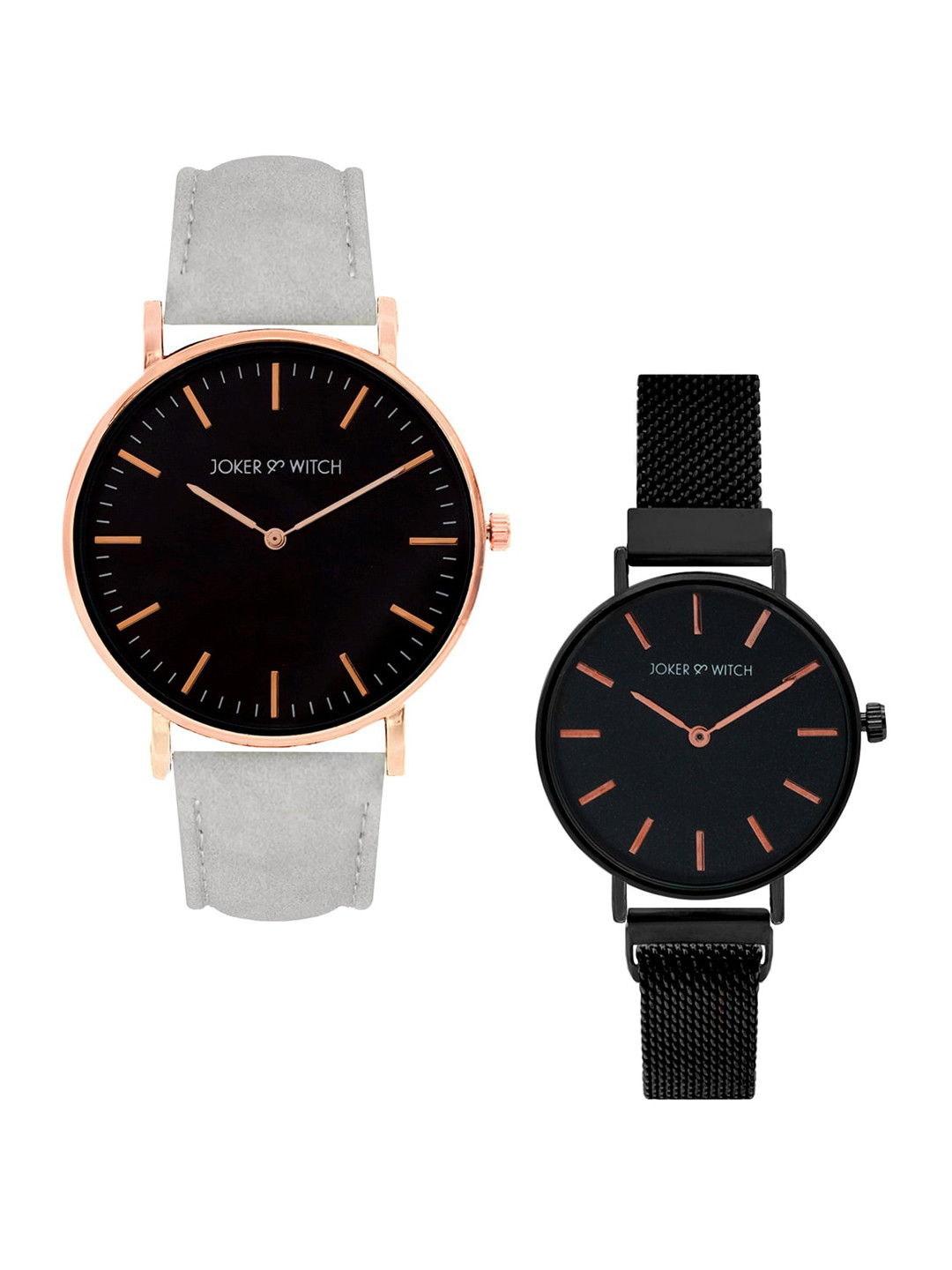 JOKER & WITCH Black & Grey Kevin & Veronica Couple Watches JWCW160