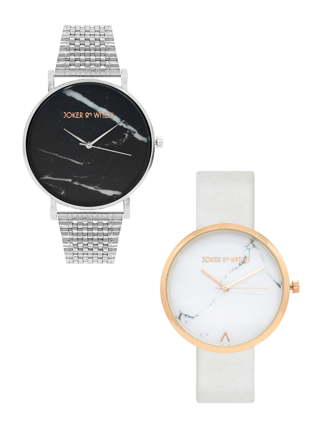 Joker & Witch White & Silver-Toned Marge & Homer Couple Watches JWCW121