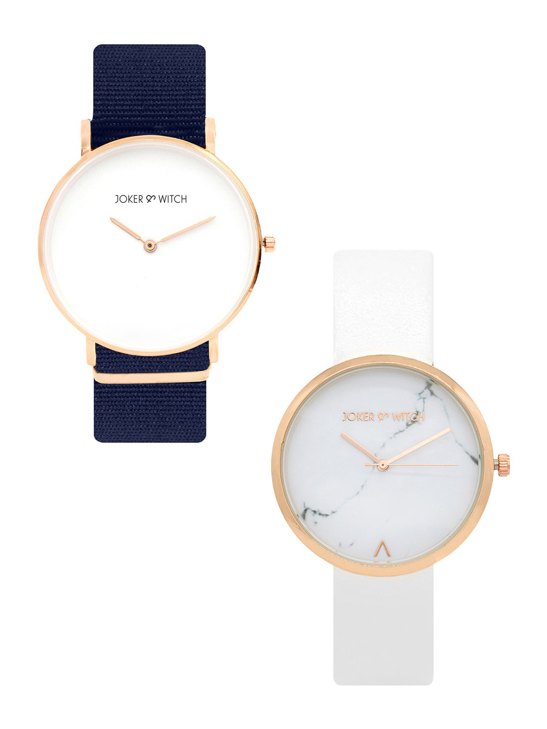 JOKER & WITCH Navy Blue & White Jamie & Claire Couple Watch Gift Set JWCW159