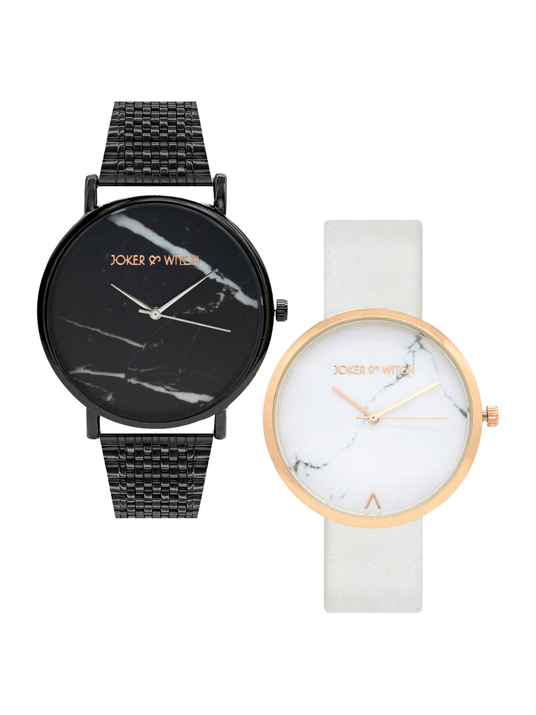 JOKER & WITCH White & Black Danny & Mindy Couple Watch Gift Set JWCW136