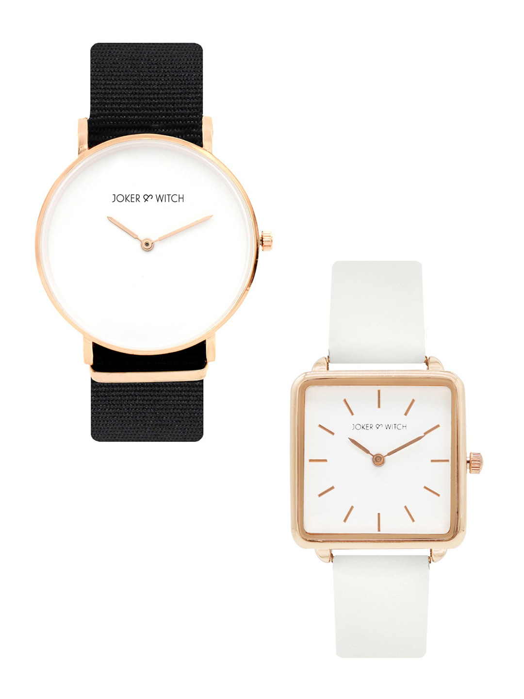 JOKER & WITCH Black & White Char & Ella Couple Watch Gift Set JWCW206