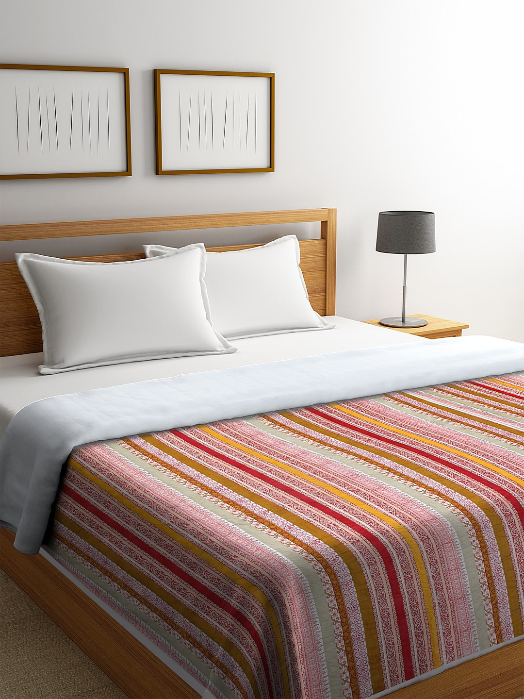 BLANC9 Maroon & Orange Ethnic Motifs Heavy Winter 120 GSM Double Bed Quilt