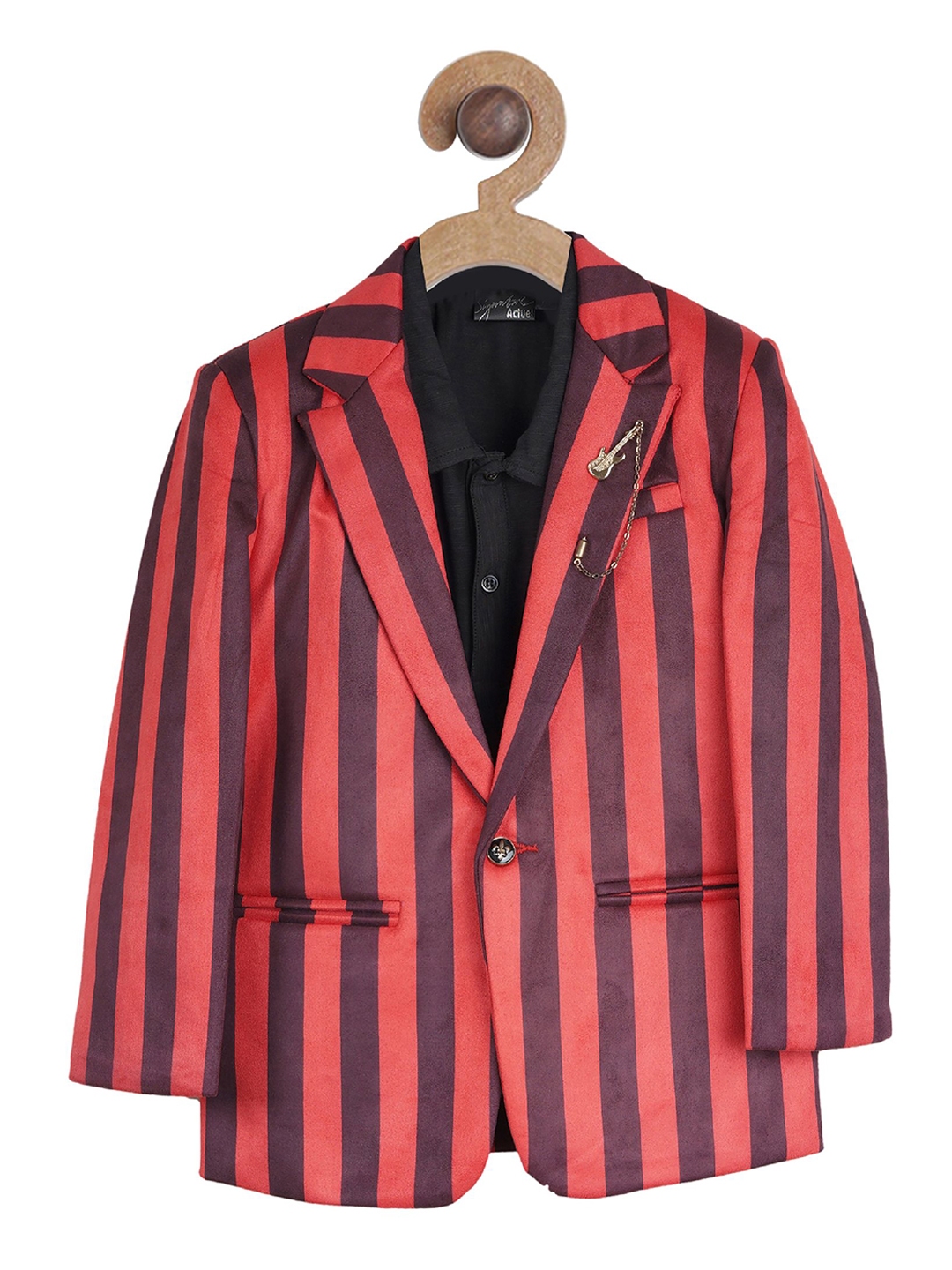 Red and black striped blazer discount